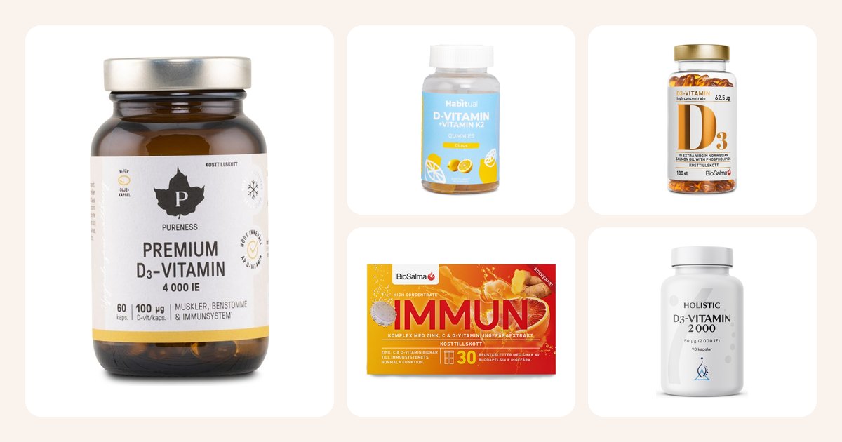 Vertailussa: Pureness Premium D-Vitamin, 60 kaps, Habitual D-vitamin Gummies, Citrus, 60 Gummies, BioSalma D3-vitamin 62,5 ug High Concentrate, 180 kaps, BioSalma Immun C+D-vitamin Zink ym.