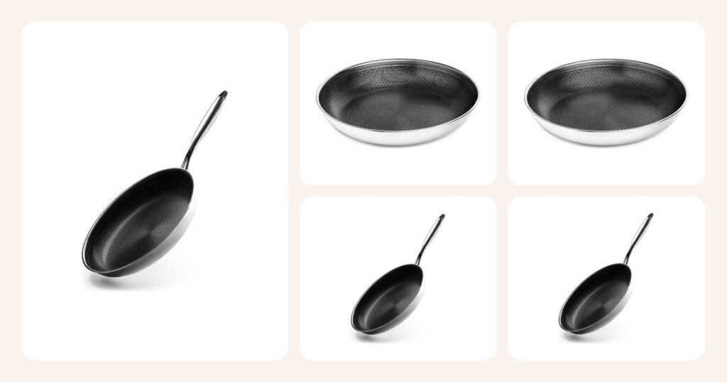 Vertailussa: Stekpanna 20cm, Handtagslös stekpanna 24cm, Handtagslös stekpanna 28cm, Stekpanna 24 cm - hybrid non-stick onyx cookware stekpanna ym.
