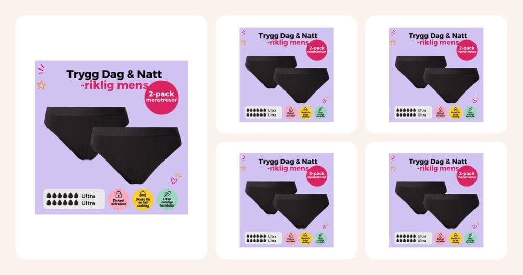 Vertailussa: Trygg dag & natt – 2P 3XS, Trygg dag & natt – 2P 2XS, Trygg dag & natt – 2P XS, Trygg dag & natt – 2P Small, Trygg dag & natt – 2P Medium