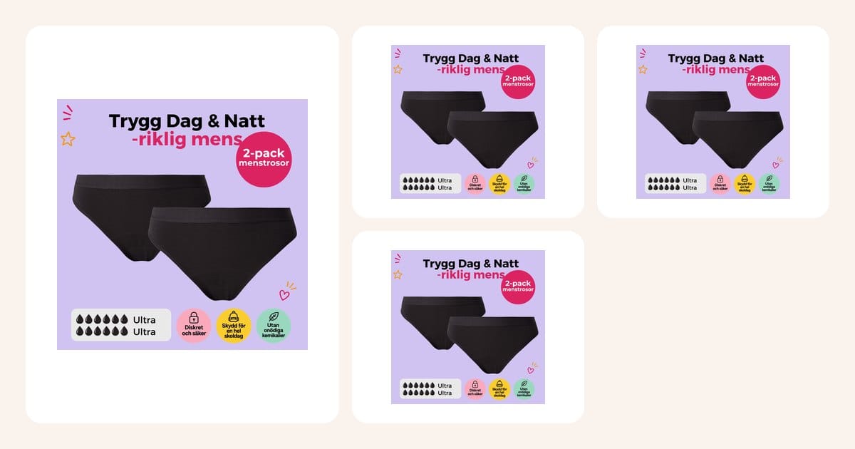 Poimintoja: Comfydence: Trygg dag & natt – 2P 3XS, Trygg dag & natt – 2P Small, Trygg dag & natt – 2P Large, Trygg dag & natt – 2P XL