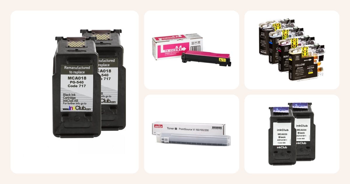 Poimintoja: InkClub: Bläckpatroner svarta (2 x MCA018), Toner magenta, Multipack bläckpatroner - ersätter Brother LC227XL/LC225XL, Toner svart, Bläckpatroner XL svarta (2 x MCA020) ym.
