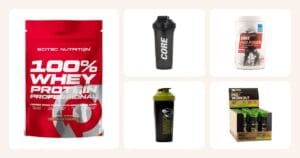 Lahjaideat: Scitec 100% Whey Protein Professional , Chocolate, 1000 g, Core Shaker 800, 800 ml, Svart, Core PWO Power, Melon Twist, 550 g, Gorilla Wear Shaker XXL, 1000 ml, Black / Green ym.