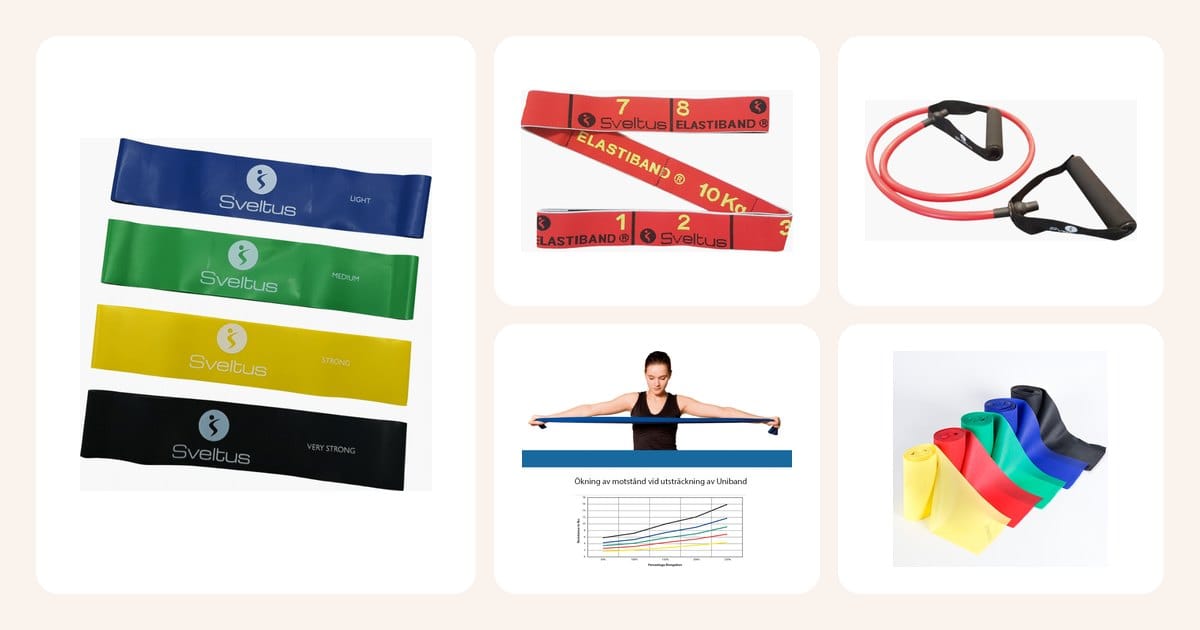 Alle 300 kr: Aerobic Gummiband – 4-set med progressiva motståndsnivåer, Elastiband 10 kg – sektionsindelat träningsband, rött, Träningsband Röd Hård – Fitness Tubes med handtag ym.
